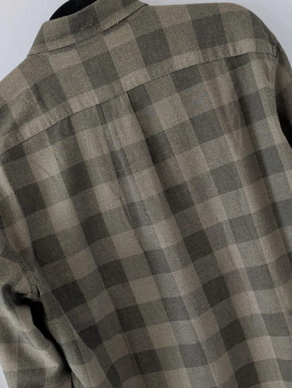 J. Crew Olive and Dark Green Plaid Lightweight Flannel Button-Down Shirt L
